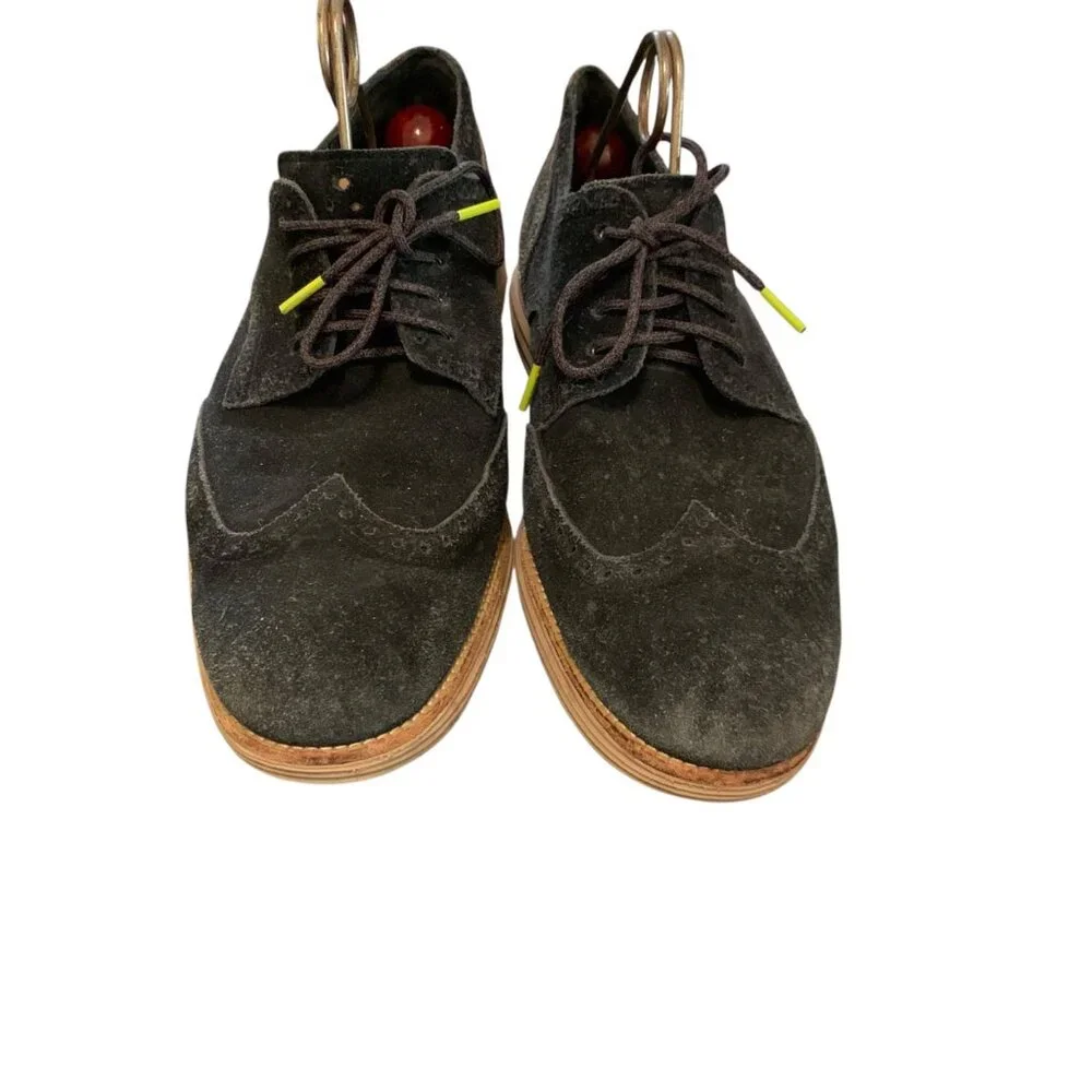 Cole Haan‎ Lunargrand Wingtip Black Suede Brogue Oxford Sneakers Men's 13